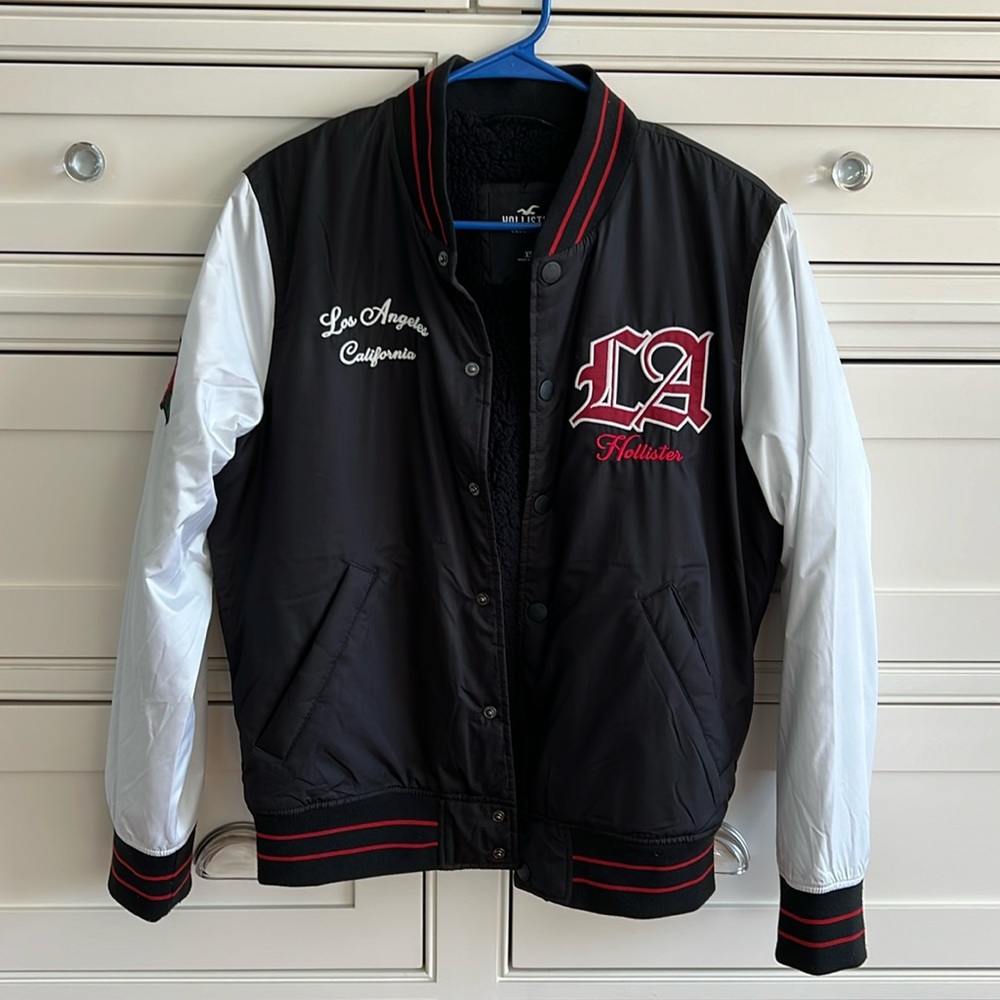 Hollister Sherpa Lined Varsity Bomber Jacket